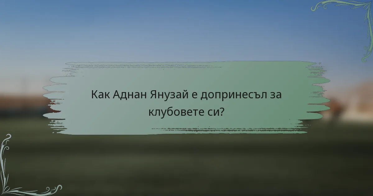 Как Аднан Янузай е допринесъл за клубовете си?