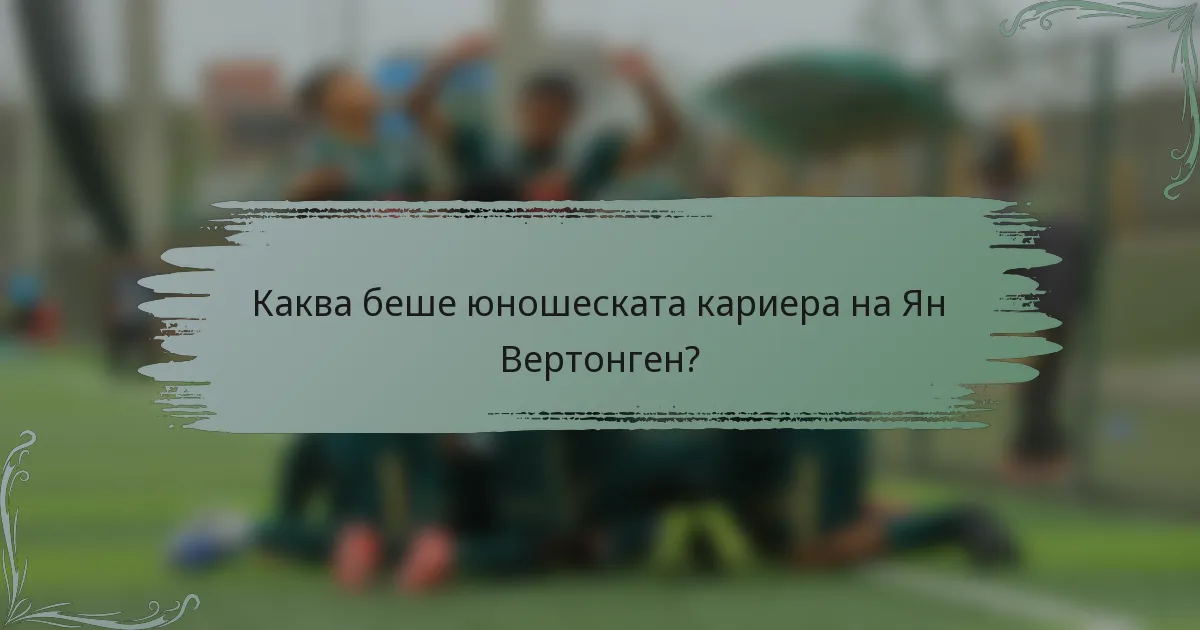 Каква беше юношеската кариера на Ян Вертонген?