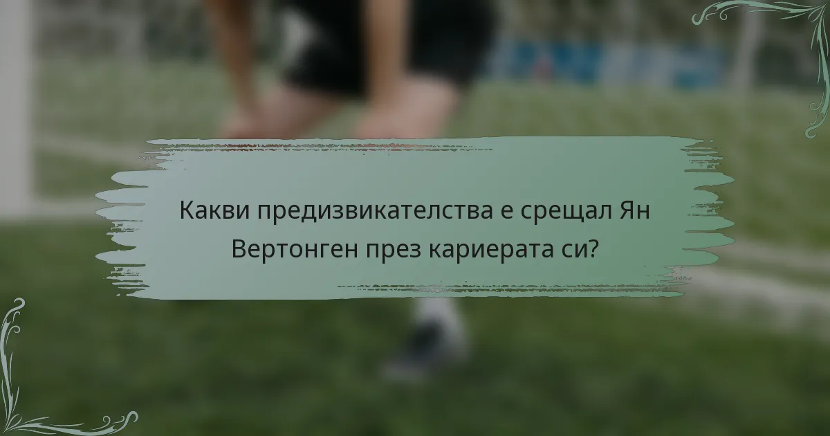 Какви предизвикателства е срещал Ян Вертонген през кариерата си?
